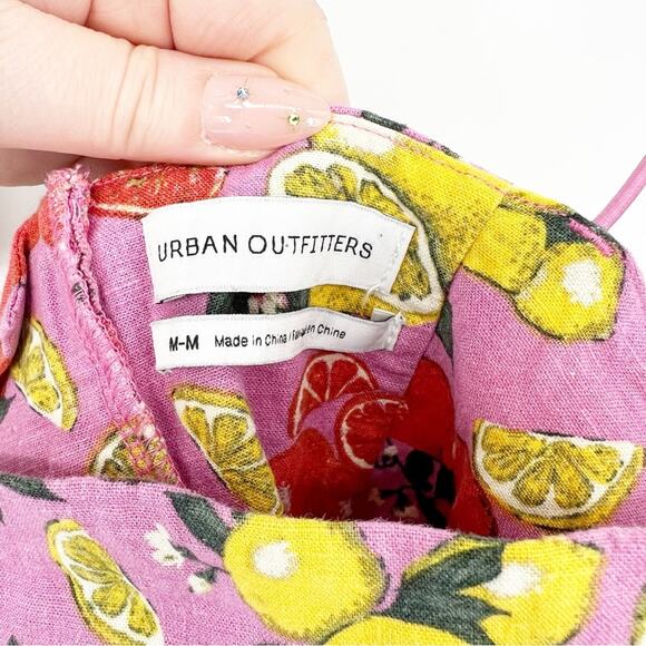 Urban Outfitters Colette Fruity Linen Blend Mini Dress M Pink - Picture 5 of 6